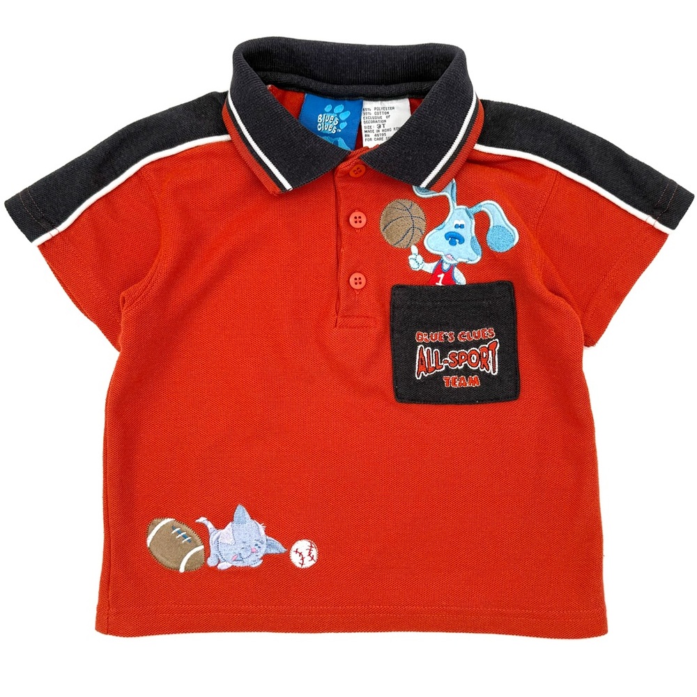 GUC Blue’s Clues Toddler Boys All-Sport Team Polo Shirt In Red & Navy 3T VINTAGE